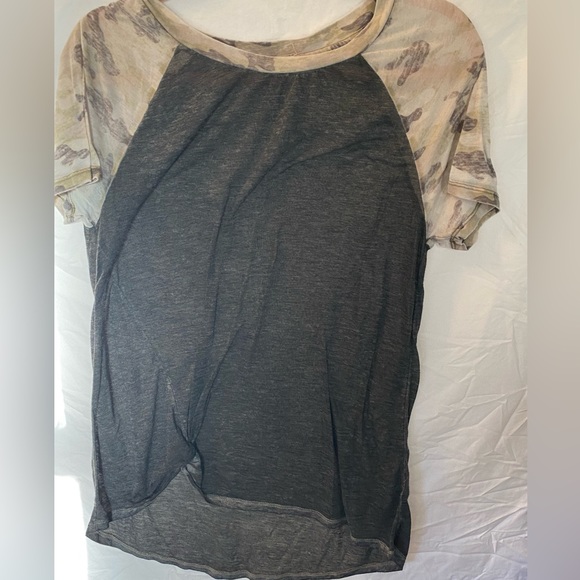 Front Knotted Camo See-through Shirt - Picture 1 of 3